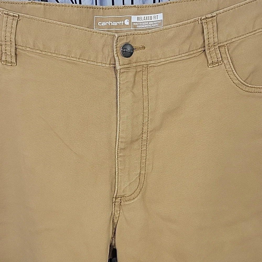 Carhartt Men's Khaki Canvas Flex Relaxed Fit Jeans‎ 38/30